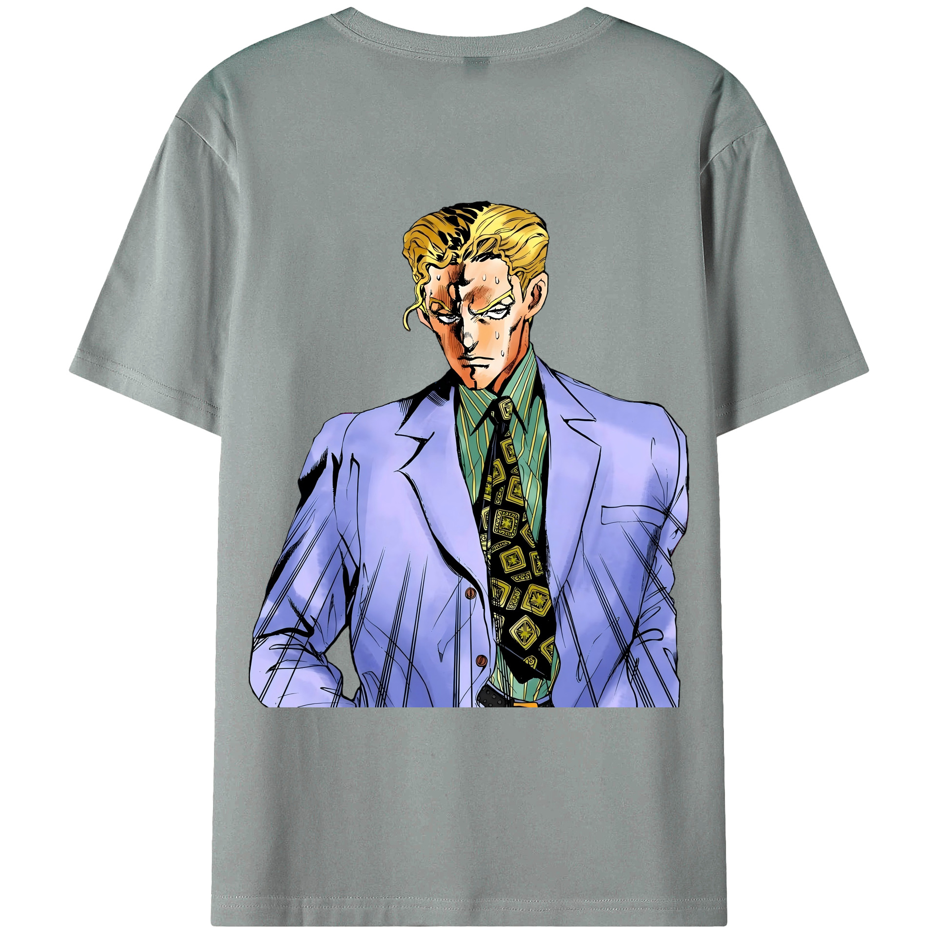 （画像用） ジョジョの奇妙な冒険 きら よしかげ JoJo's Bizarre Adventure Kira Yoshikage 綿100％ メンズ半袖Tシャツ（バックプリント） 通気性